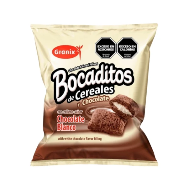 BOCADITOS CHOCOLATE RELLENOS DE CHOCOLATE BLANCO GRANIX x 180 g