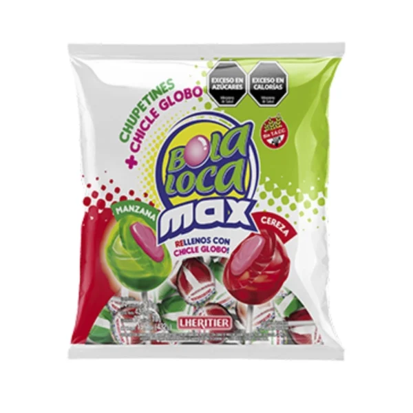 CHUPETINES CEREZA-MANZANA BOLA LOCA LHERITIER X 24 UNIDADES