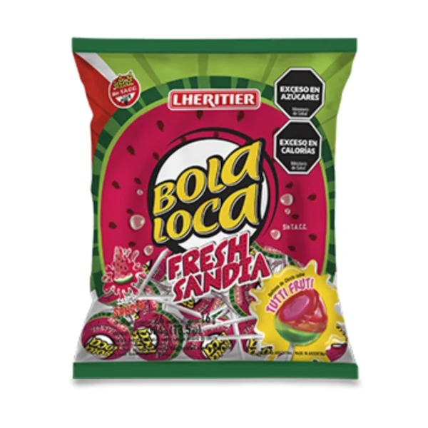 CHUPETINES FRESH SANDÍA BOLA LOCA LHERITIER X 24 UNIDADES