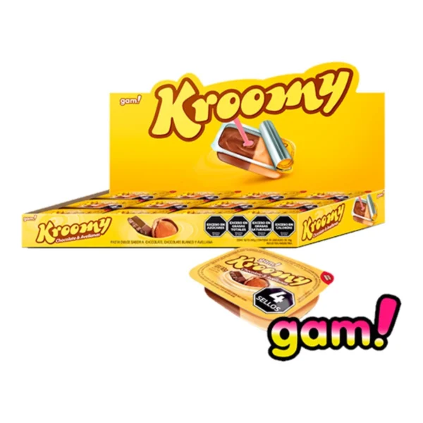 CREMA AVELLANA Y CHOCOLATE BLANCO KROOMY X 24 UNIDADES