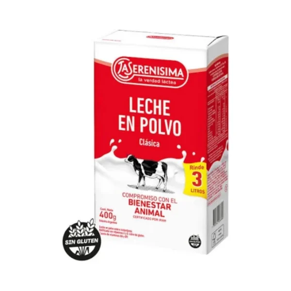 LECHE ENTERA EN POLVO LE SERENÍSIMA x 400 g