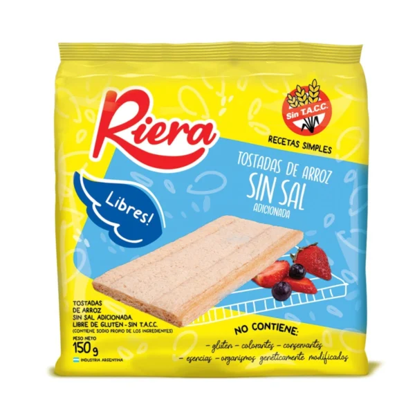 TOSTADAS DE ARROZ SIN SAL RIERA x 150 g