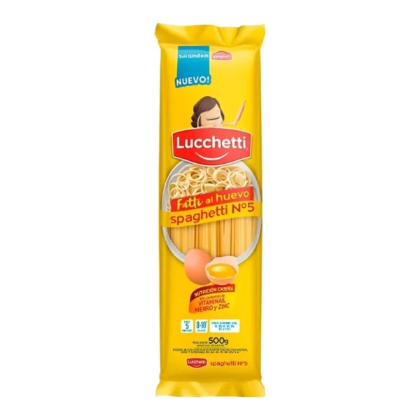 FIDEOS SPAGHETTI N°5 AL HUEVO LUCCHETTI x 500 g