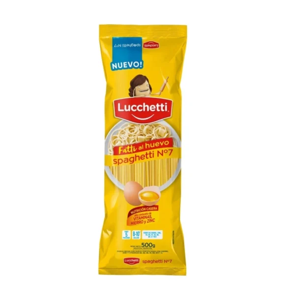FIDEOS SPAGHETTI N°7 AL HUEVO LUCCHETTI x 500 g
