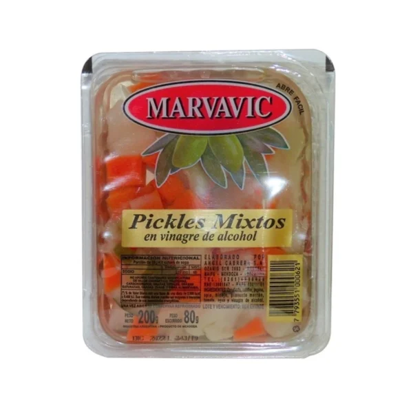 PICKLES MIXTOS EN VINAGRE DE ALCOHOL MARVAVIC x 200 g