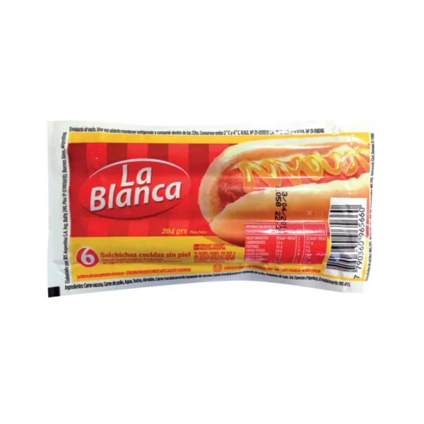 SALCHICHAS LA BLANCA X 6 UNIDADES x 204 g