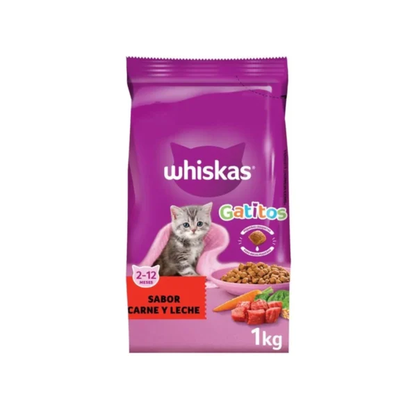 ALIMENTO PARA GATITO WHISKAS SABOR CARNE Y LECHE x 1 Kg