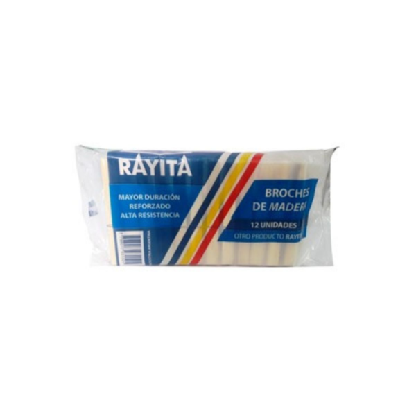 BROCHES DE MADERA RAYITA X12 UNIDADES
