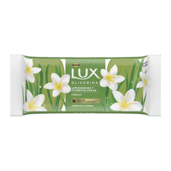 JABÓN CON GLICERINA LEMONGRASS Y FLORES BLANCAS LUX 3x90g