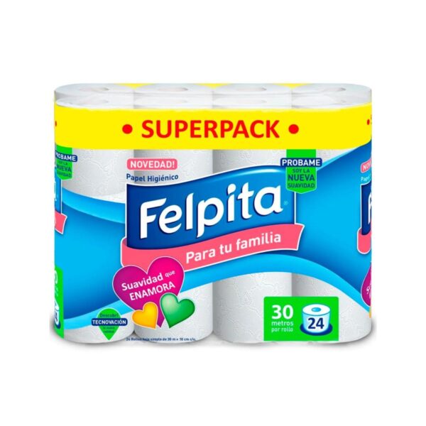 PAPEL HIGIÉNICO FELPITA X24 ROLLOS x 30 mts