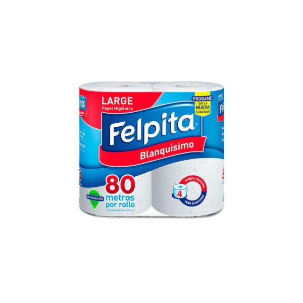 PAPEL HIGIÉNICO FELPITA X4 ROLLOS x 80 mts