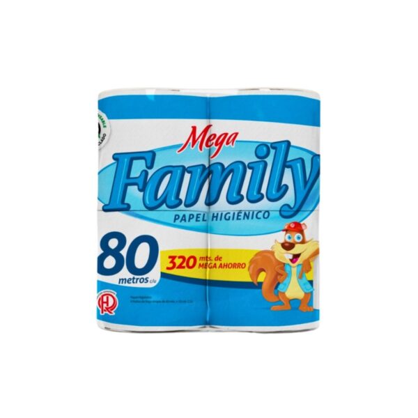 PAPEL HIGIÉNICO MEGA FAMILY X4 ROLLOS x 80 mts