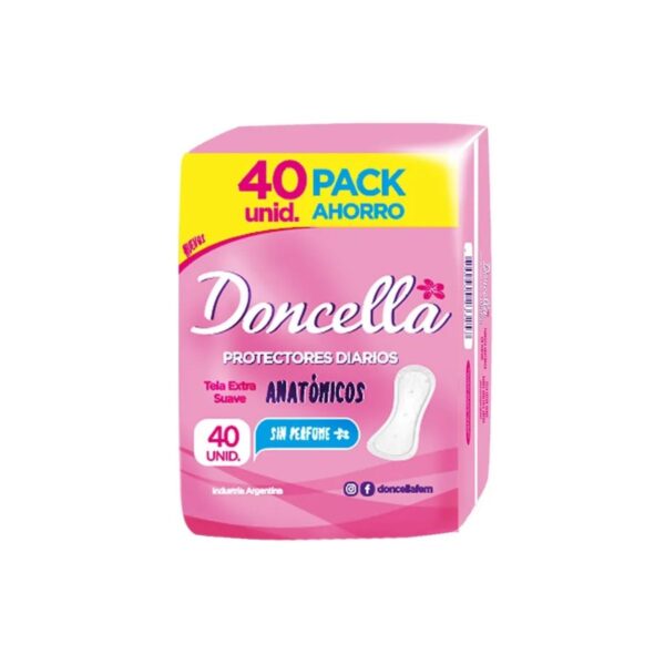 PROTECTORES DIARIOS ANATÓMICOS SIN PERFUME DONCELLA X40 UNIDADES