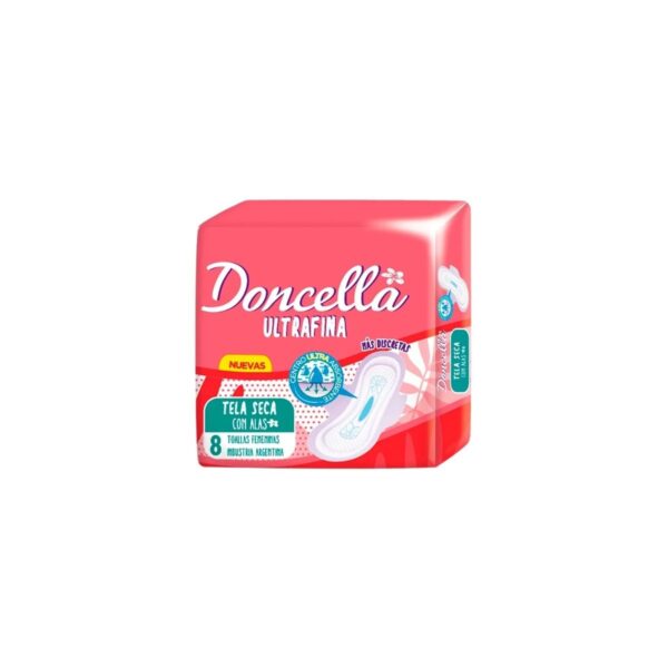 TOALLAS FEMENINAS ULTRAFINA CON ALAS DONCELLA X8 UNIDADES