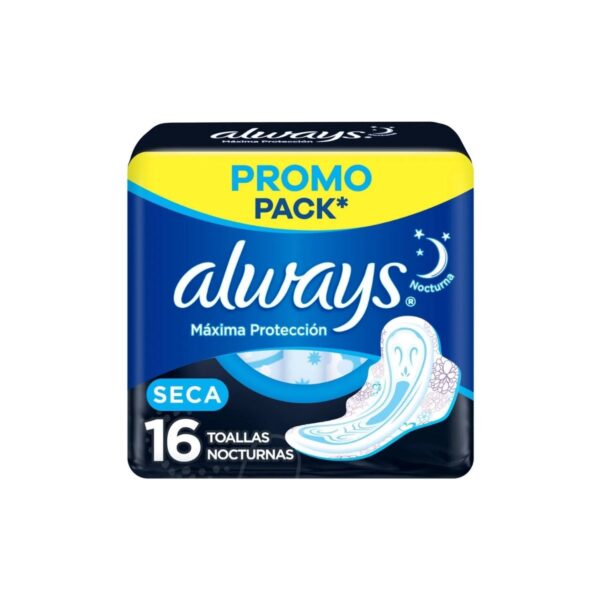 TOALLAS FEMENINAS MÁXIMA PROTECCIÓN SECA ALWAYS X16 UNIDADES