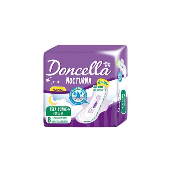 TOALLAS FEMENINAS NOCTURNA CON ALAS DONCELLA X8 UNIDADES