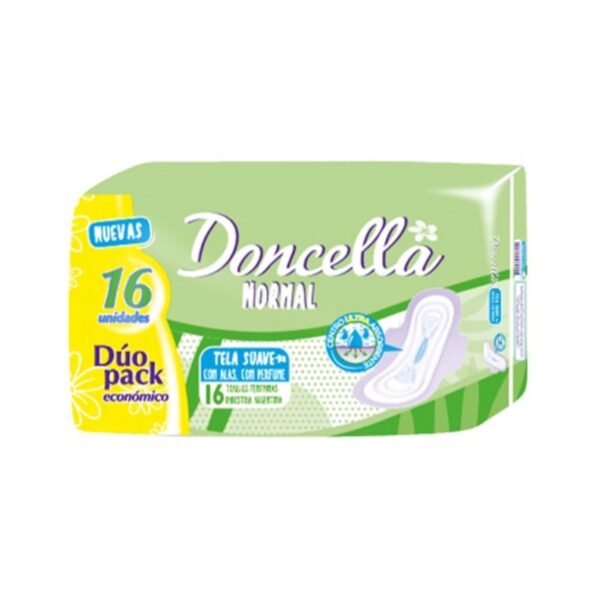 TOALLAS FEMENINAS NORMAL CON ALAS CON PERFUME DONCELLA X16 UNIDADES