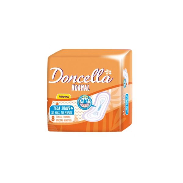 TOALLAS NORMAL SIN ALAS SIN PERFUME DONCELLA X8 UNIDADES