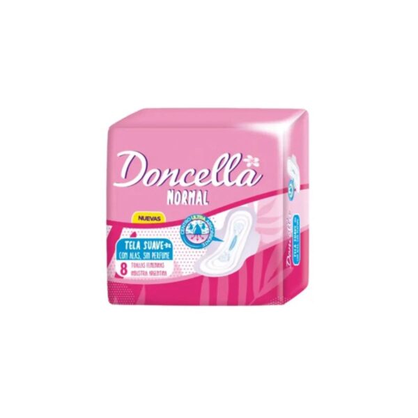 TOALLAS FEMENINAS NORMAL CON ALAS SIN PERFUME DONCELLA X8 UNIDADES