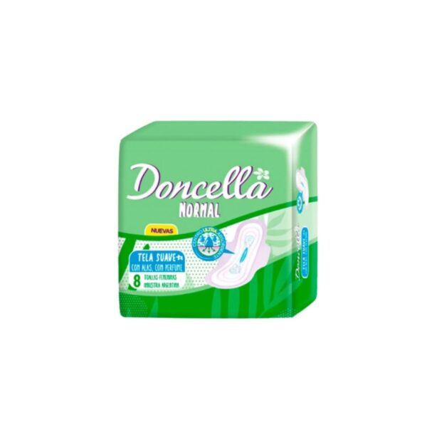 TOALLAS FEMENINAS NORMAL CON ALAS CON PERFUME DONCELLA X8 UNIDADES