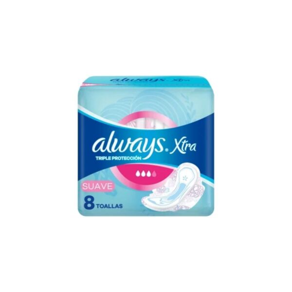 TOALLAS FEMENINAS TRIPLE PROTECCIÓN SUAVE ALWAYS XTRA X8 UNIDADES C
