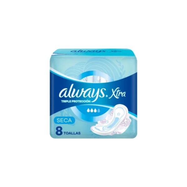 TOALLAS FEMENINAS TRIPLE PROTECCIÓN ALWAYS XTRA X8 UNIDADES