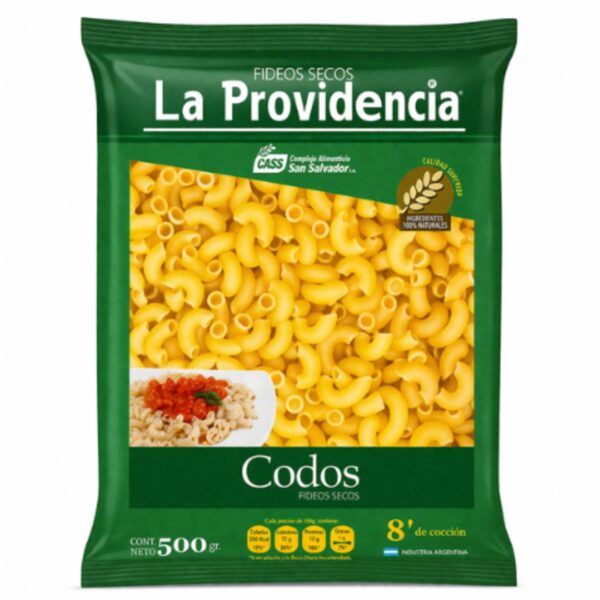 FIDEOS PROVIDENCIA CODOS X500G.