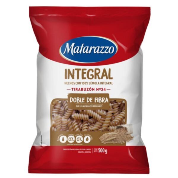 FIDEOS MATARAZZO INTEGRAL TIRABUZON X500G(15)