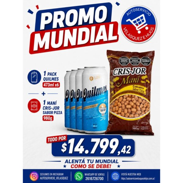 PROMO QUILMES LATA X6+MANI CRISJORPIZZA