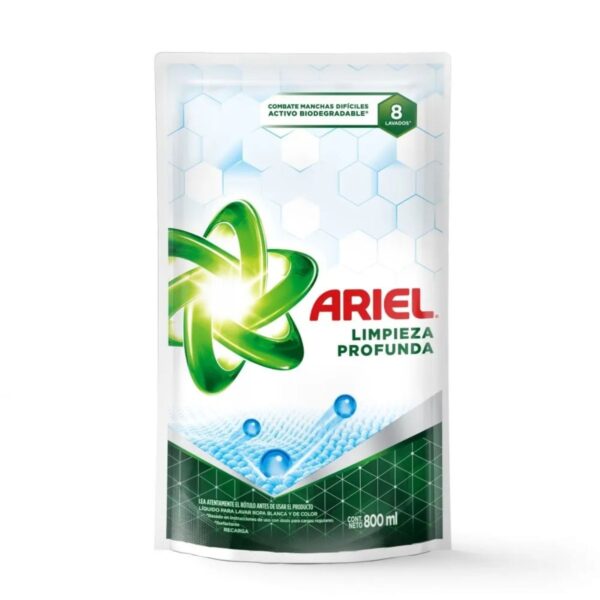 JABON ARIEL LIQ. LIMPI. PROFUNDA POUCHX800ML(12).