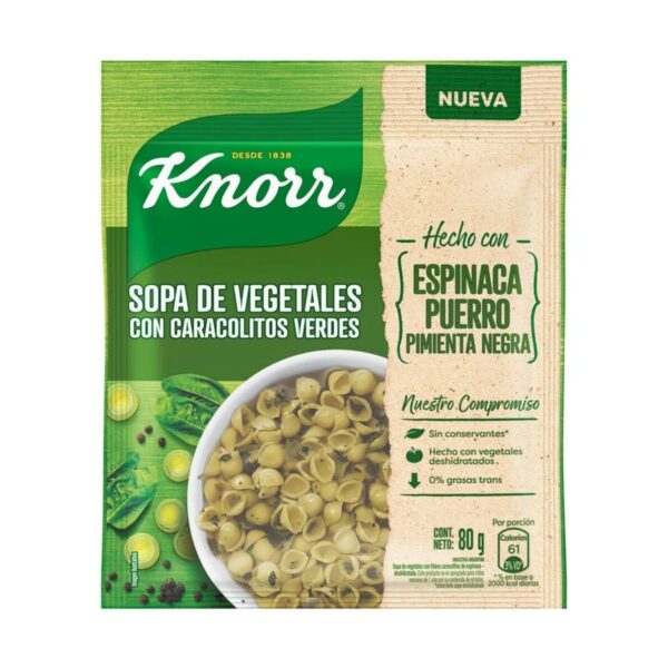 SOPA KNORR VEGETALES ESPINACA/PUERRO X80G