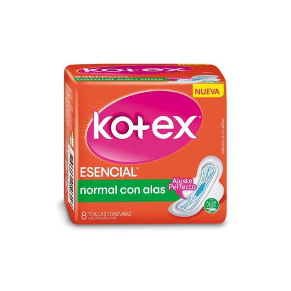 TOALLITAS KOTEX X8 ESENCIAL NORMAL CON ALAS.(48)